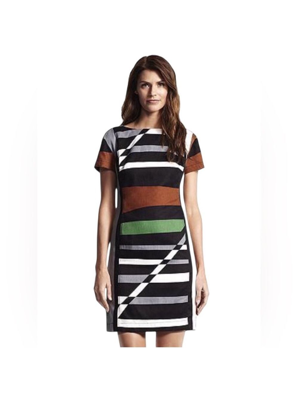 Derek Lam Design Nation Midi Dress 10 Linen Sleeveless Colorblock Modern Chic